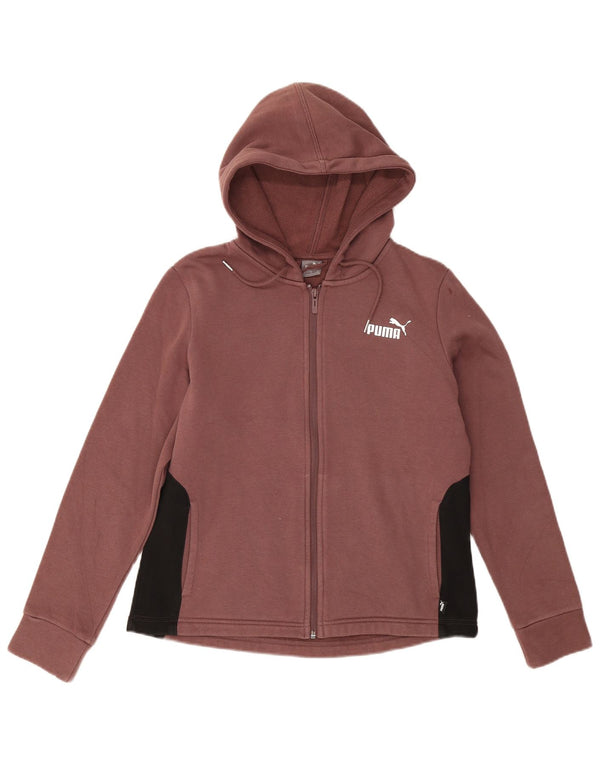 Puma γυναικείο πουλόβερ με κουκούλα με φερμουάρ UK 16 μεγάλο καφέ βαμβακερό χρώμα