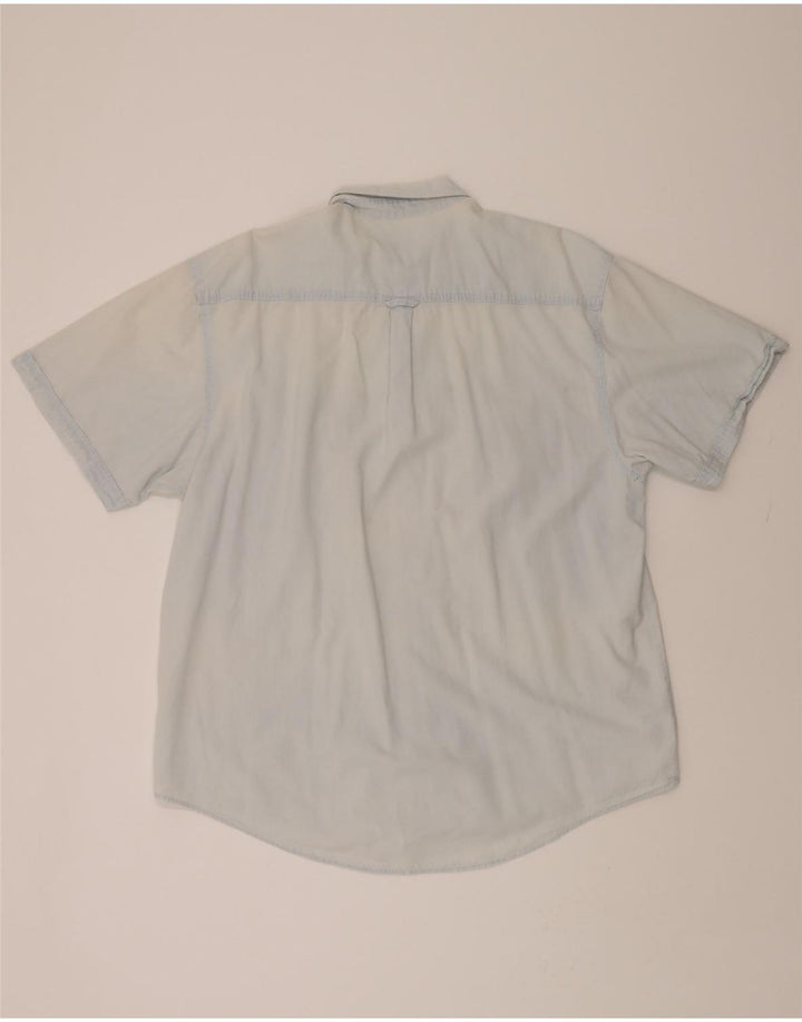 VINTAGE Mens Short Sleeve Denim Shirt Large Blue Vintage Vintage and Second-Hand Vintage from Messina Hembry 