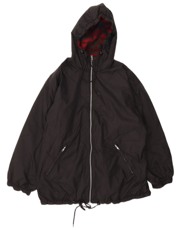 Vintage γυναικείο κουκούλα μεγάλου μεγέθους αναστρέψιμο μπουφάν UK 18 XL μαύρο νάιλον