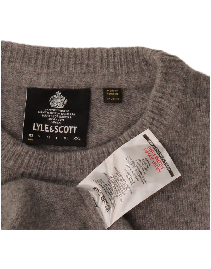 Ανδρικό πουλόβερ με λαιμόκοψη Lyle & Scott XS Γκρι μαλλί