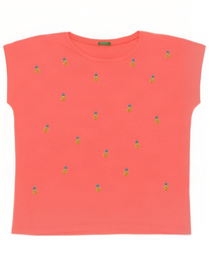 Γυναικείο γραφικό μπλουζάκι Benetton Top UK 14 Medium Pink