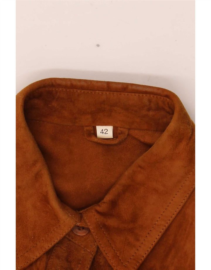 Vintage γυναικείο πουκάμισο Suede IT 42 Μεσαίο καφέ