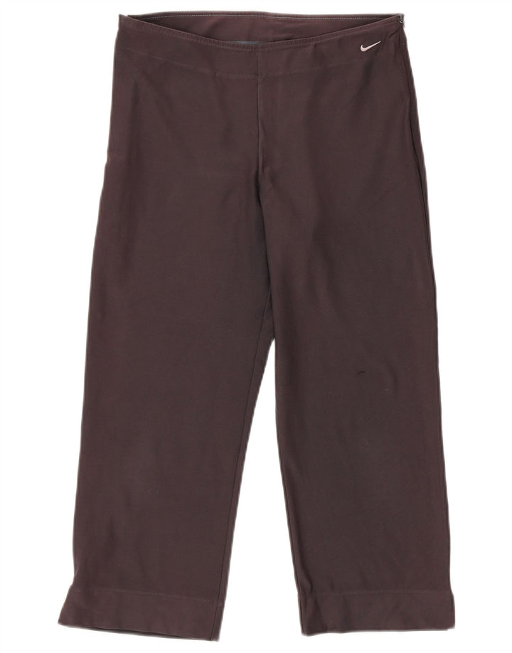 Γυναικεία NIKE Dri Fit Capri φόρμα παντελόνι UK 12/14 Μεγάλο γκρι βαμβακερό