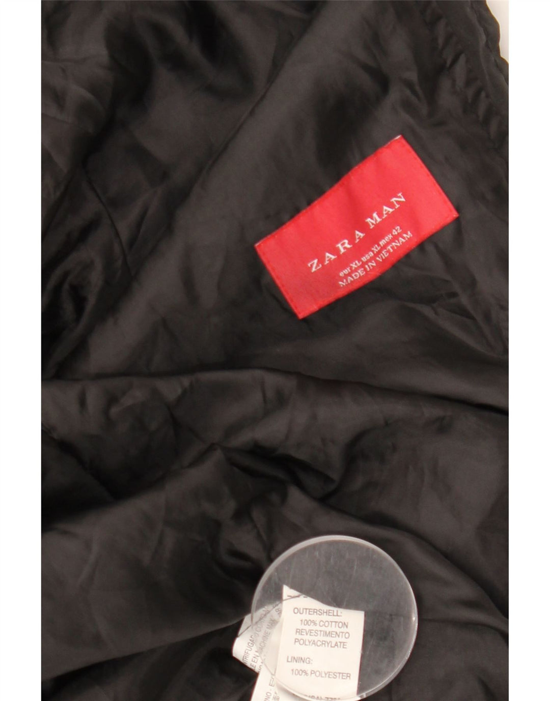 ZARA Ανδρικό Στρατιωτικό Μπουφάν UK 42 XL Μαύρο Βαμβακερό