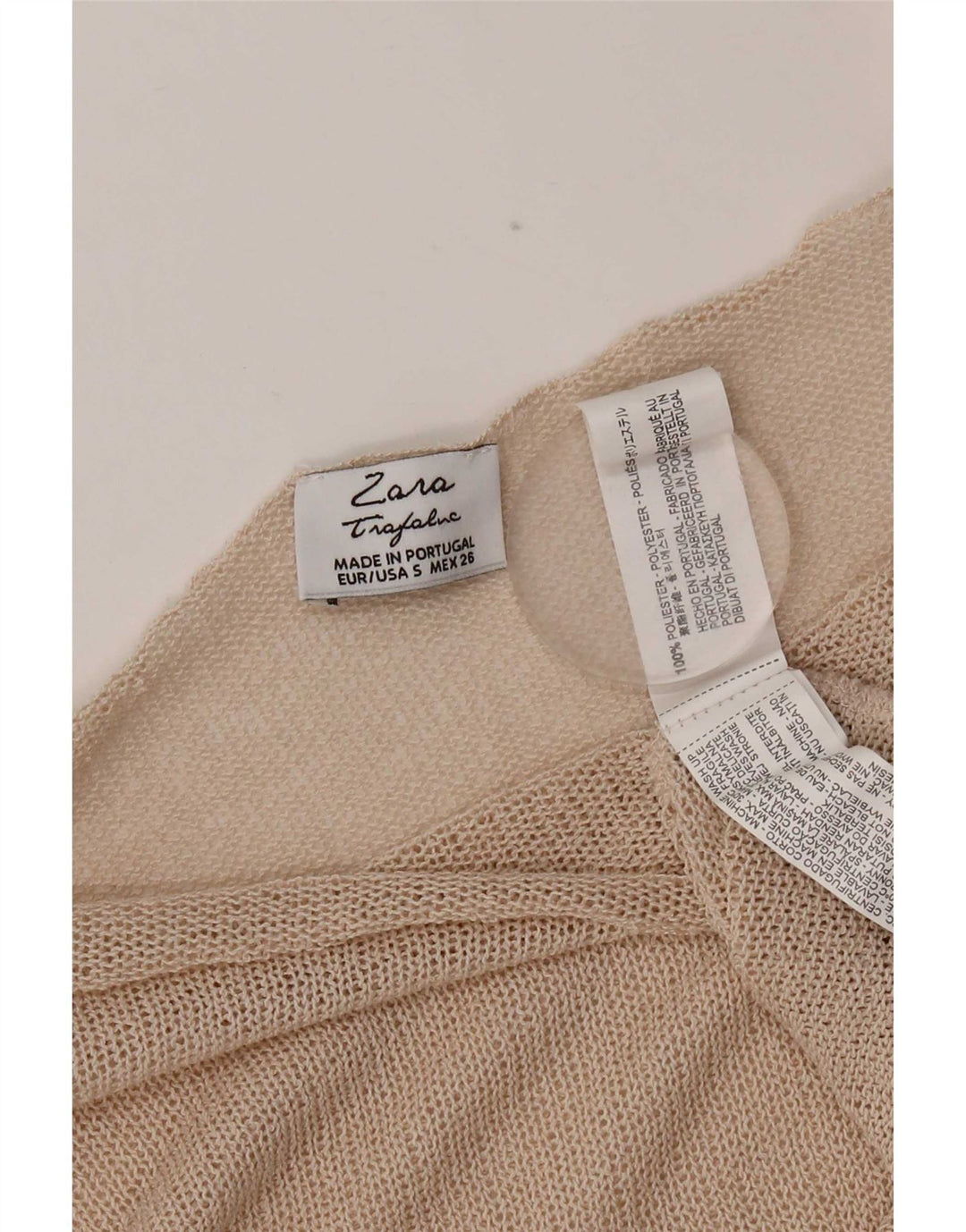 Zara Γυναικεία Crop Oversized μανίκια 3/4 UK 10 Small Beige Polyester