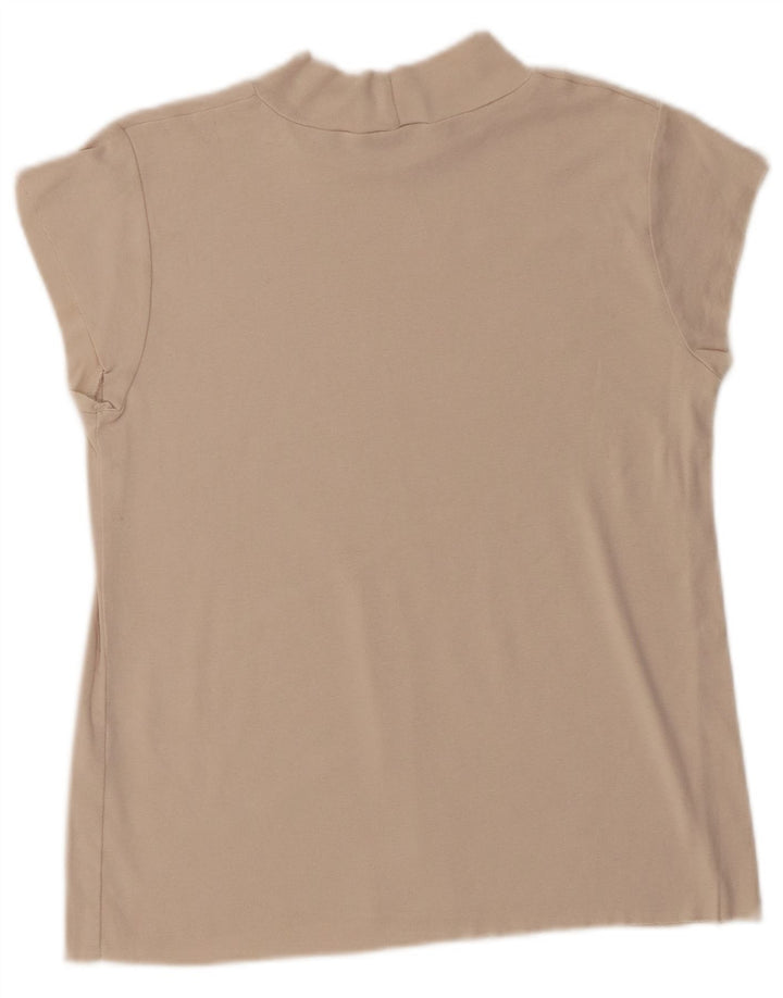 Zara Γυναικείο T-Shirt Top UK 12 μεσαίο μπεζ βαμβακερό