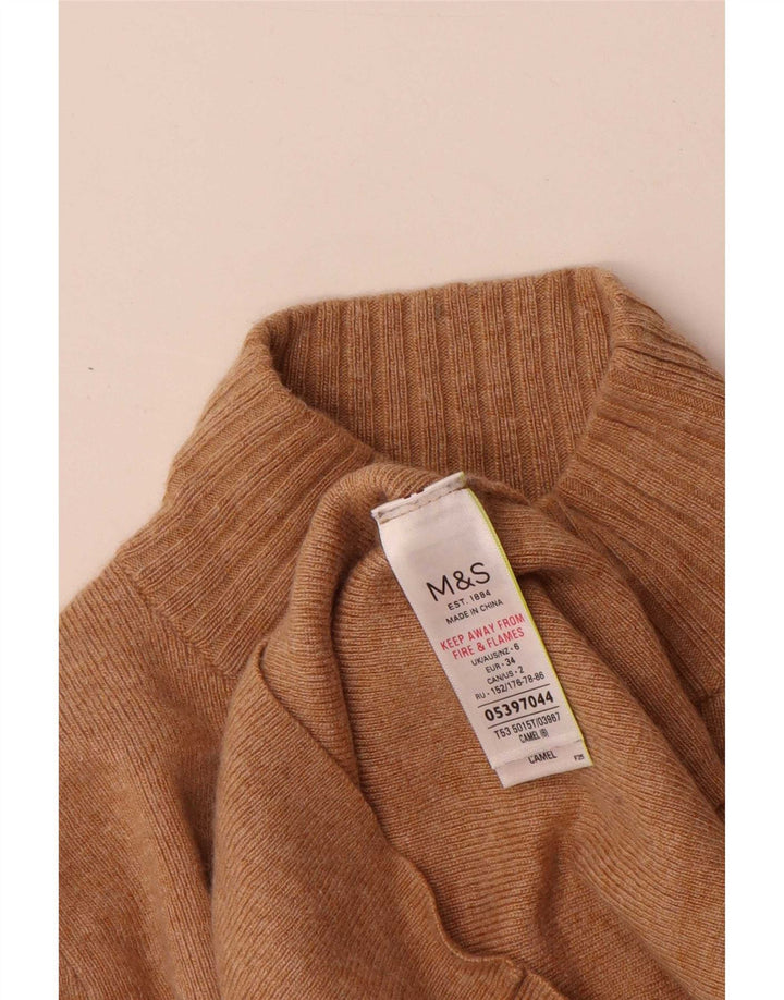 Marks & Spencer Γυναικείο πουλόβερ με λαιμό χελώνα UK 6 XS καφέ πολυαμίδιο