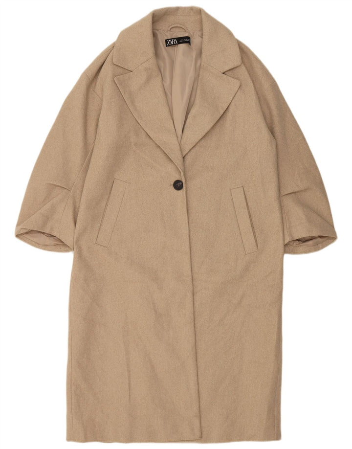 Zara Γυναικείο Πανωφόρι UK 6 XS Μπεζ Πολυεστέρας