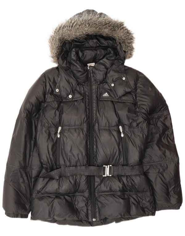 Adidas Γυναικείο μπουφάν με κουκούλα μεγάλου μεγέθους UK 18 XL μαύρο πολυεστέρα