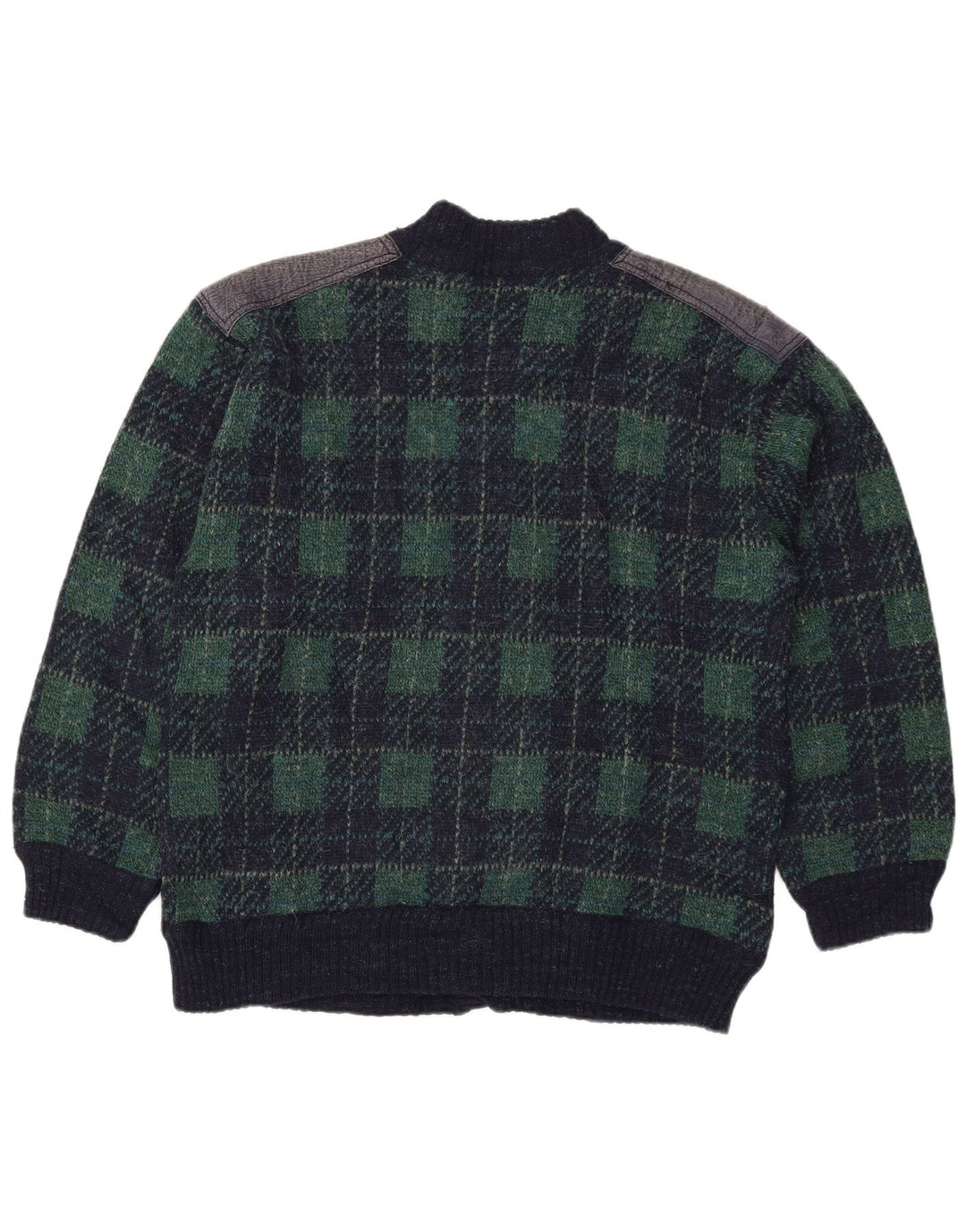 Ανδρικό πουλόβερ vintage ζακέτα IT 54 XL Navy Blue Check Wool