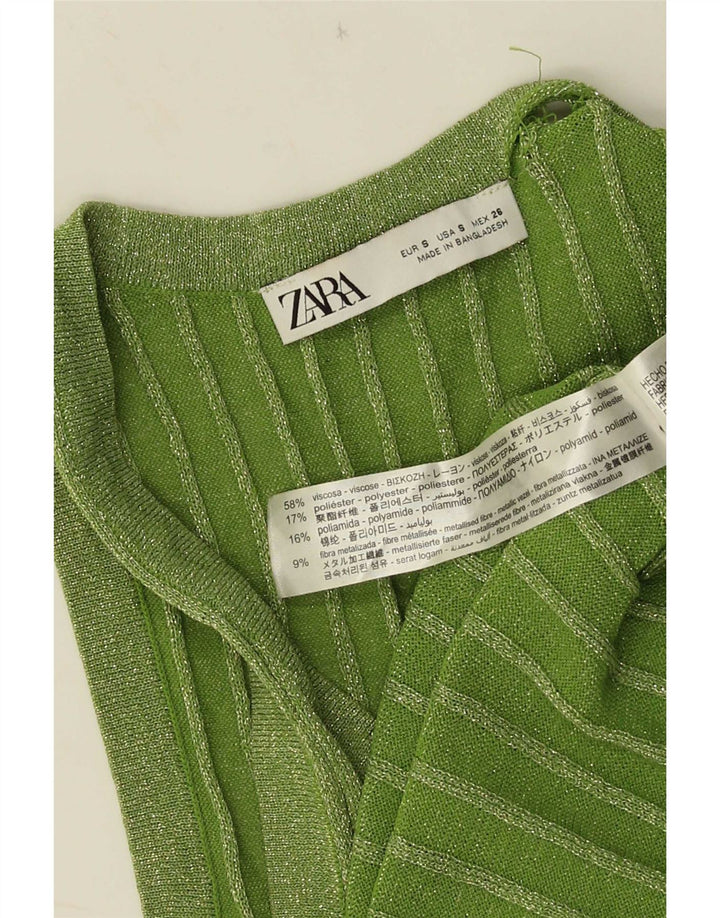 Zara Γυναικείο Γιλέκο Τοπ UK 10 Μικρή Βισκόζη με πράσινες ίνες