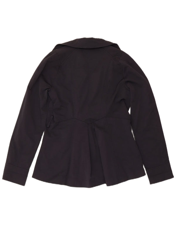 ZARA Γυναικείο παλτό μπιζελιού UK 12 Medium Navy Blue Cotton