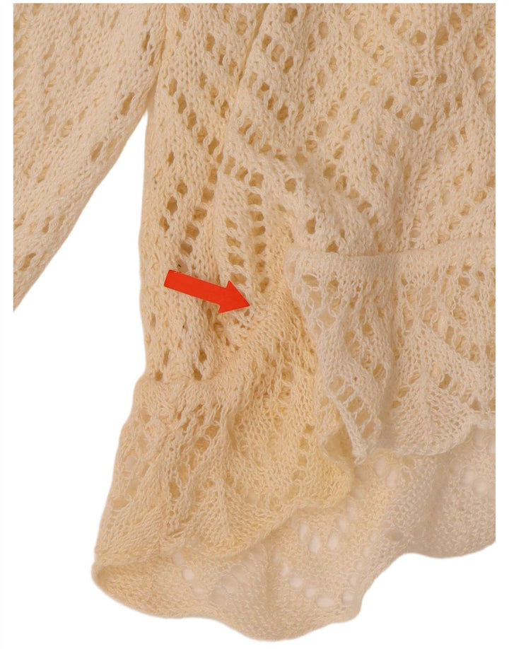 VINTAGE Γυναικείο Crop 3/4 μανίκι ζακέτα πουλόβερ UK 18 XL Off White