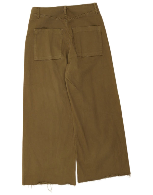 Zara γυναικείο παντελόνι με φαρδύ πόδι EU 36 Small W26 L25 Khaki