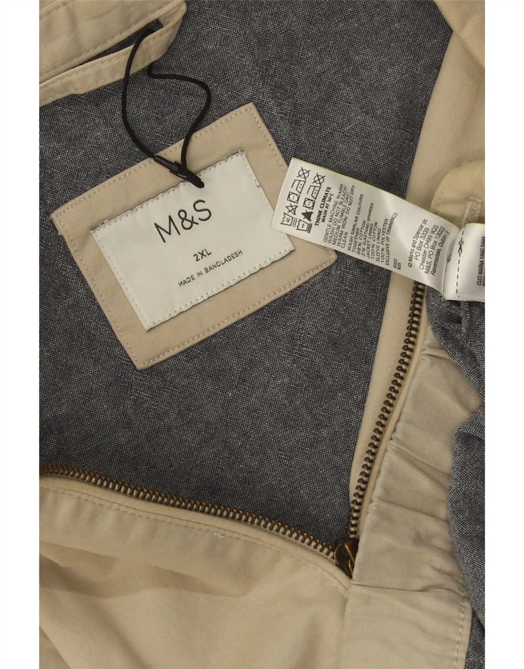 Marks & Spencer Ανδρικό Bomber Jacket UK 44 2XL Beige Cotton