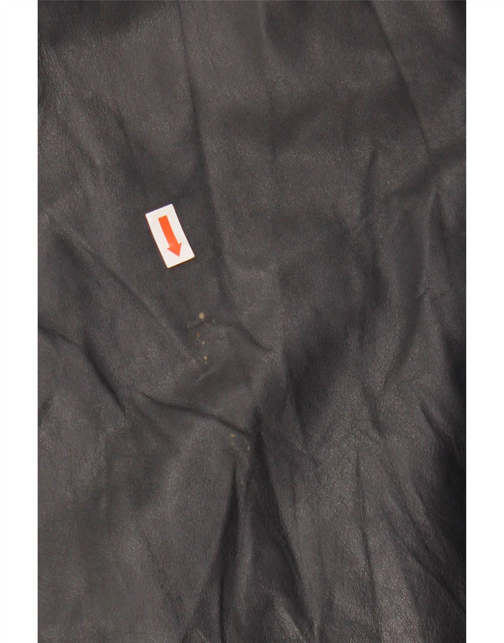 PER ME Γυναικείο Δερμάτινο Μπουφάν UK 22 2XL Μαύρο Δερμάτινο