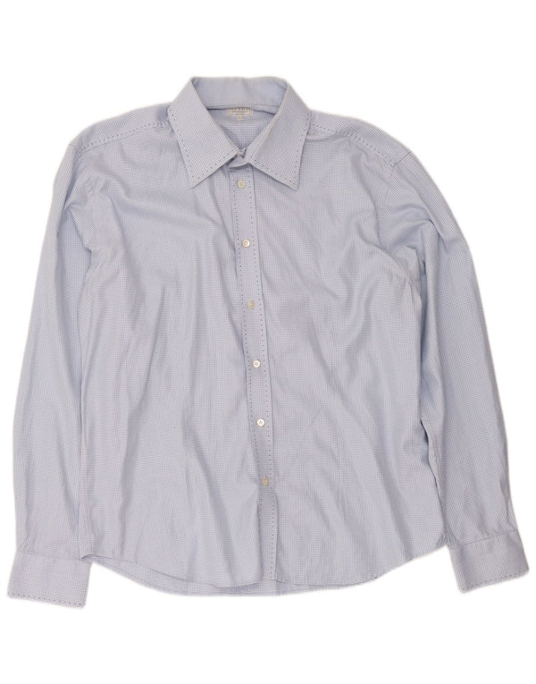 Ανδρικό πουκάμισο Ted Baker Size 6 2XL Μπλε Houndstooth Βαμβακερό