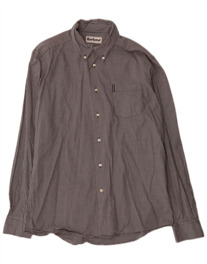 Ανδρικό πουκάμισο Barbour Tailored Fit Μεγάλο μαύρο βαμβακερό Gingham