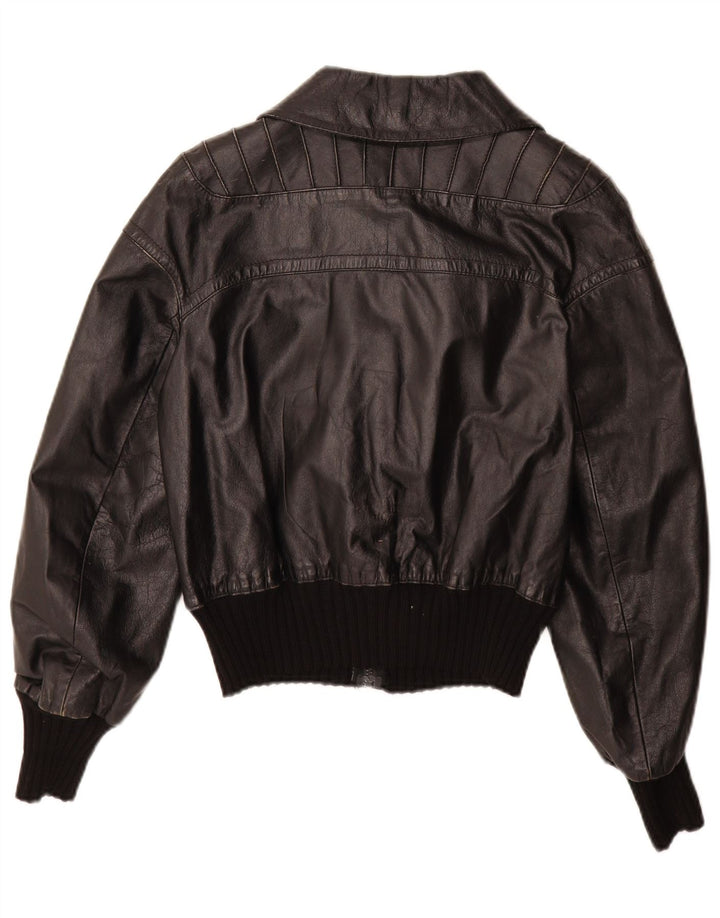 Vintage Girls Leather Jacket 11-12 Years XL Μαύρο