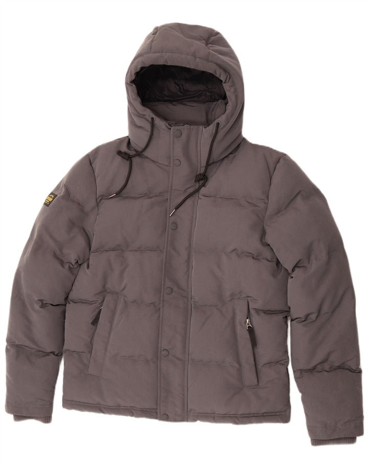 Superdry Ανδρικό γραφικό μπουφάν με κουκούλα με επένδυση UK 36 Small Grey Polyester