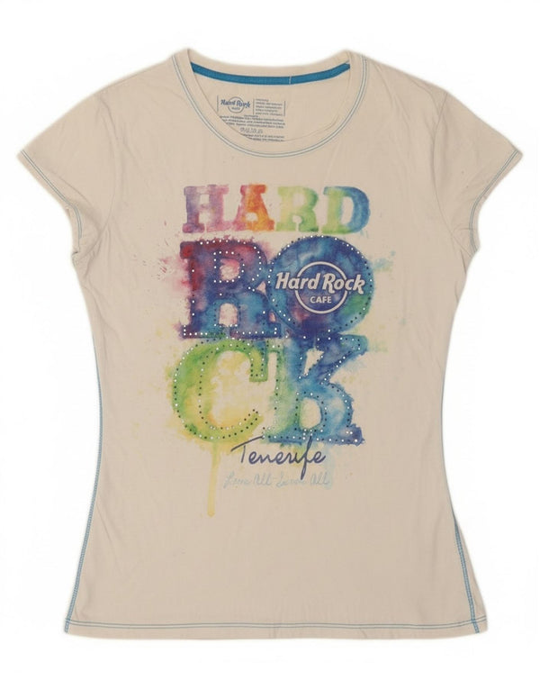 Hard Rock Cafe Girls Tenerife Graphic T-shirt Top 13-14 Years Medium White