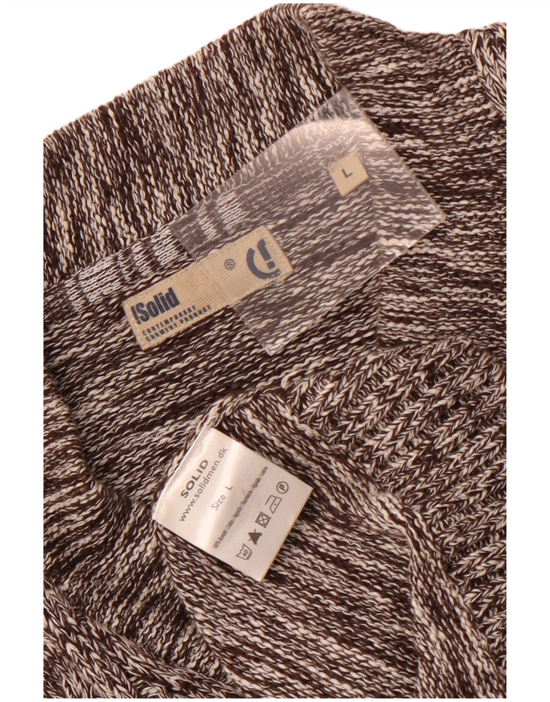 Vintage Ανδρικό Ζακέτα πουλόβερ Μεγάλο Καφέ Βαμβακερό Flecked