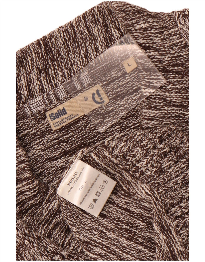 Vintage Ανδρικό Ζακέτα πουλόβερ Μεγάλο Καφέ Βαμβακερό Flecked