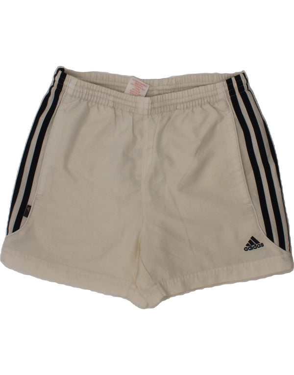 ADIDAS Boys Sport Shorts 9-10 Years Small White Colourblock Polyester