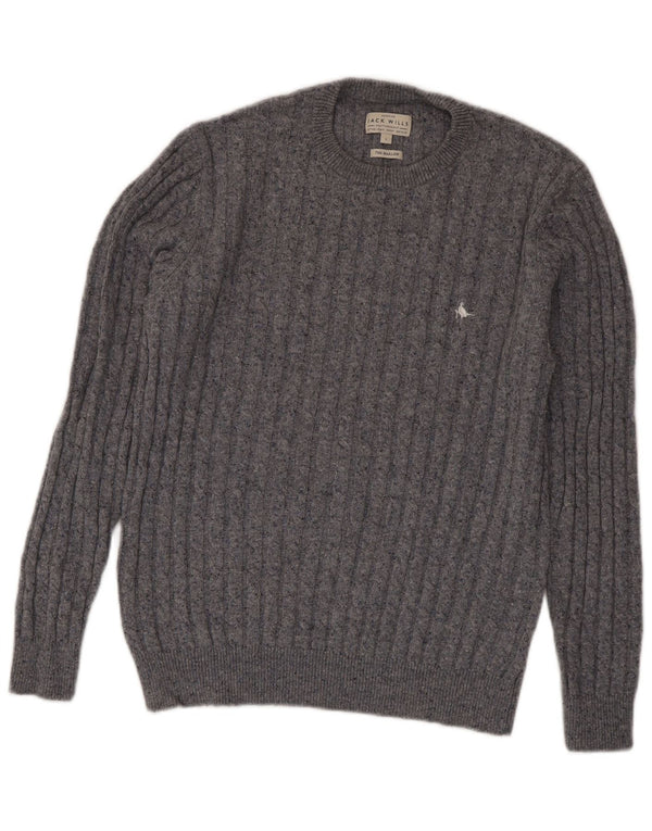 Jack Wills Ανδρικό πουλόβερ με λαιμόκοψη μεγάλο γκρι μαλλί