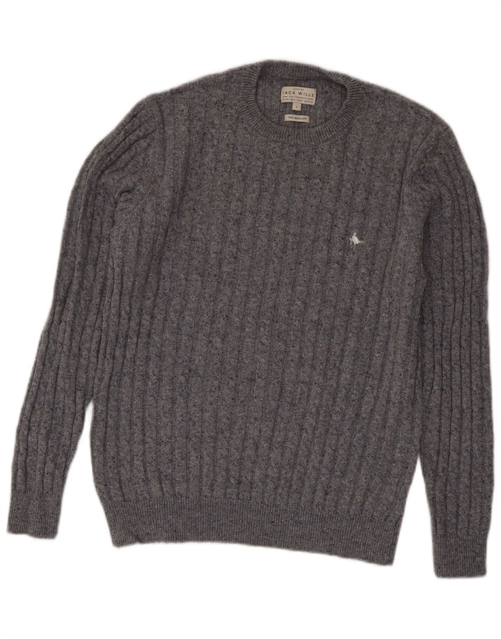 Jack Wills Ανδρικό πουλόβερ με λαιμόκοψη μεγάλο γκρι μαλλί