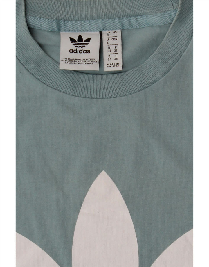 ADIDAS Womens Graphic T-Shirt Top UK 8 Small  Blue Vintage Adidas and Second-Hand Adidas from Messina Hembry 