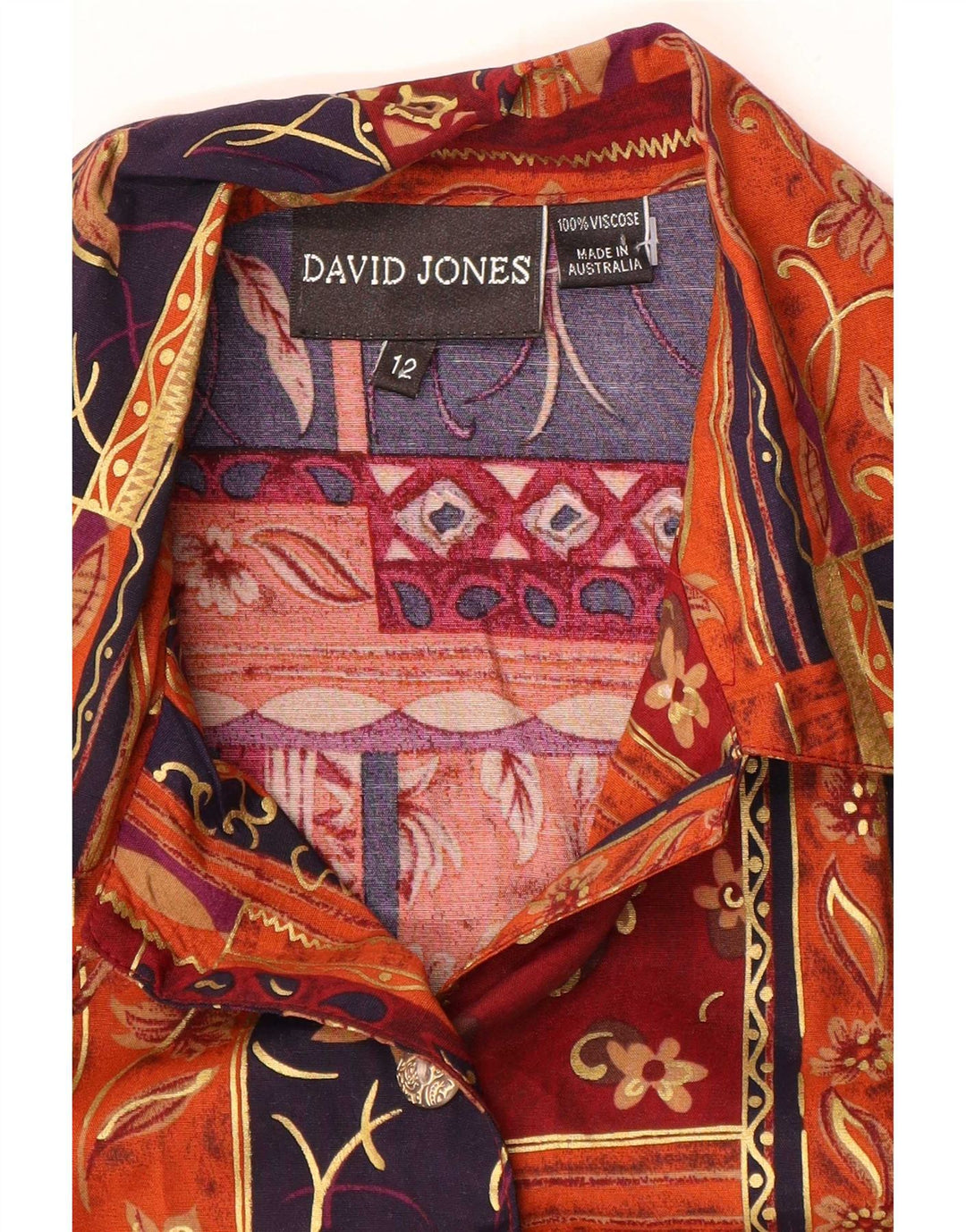 David Jones Γυναικεία Μπλούζα Μπλούζα US 12 Μεγάλη πολύχρωμη Βισκόζη