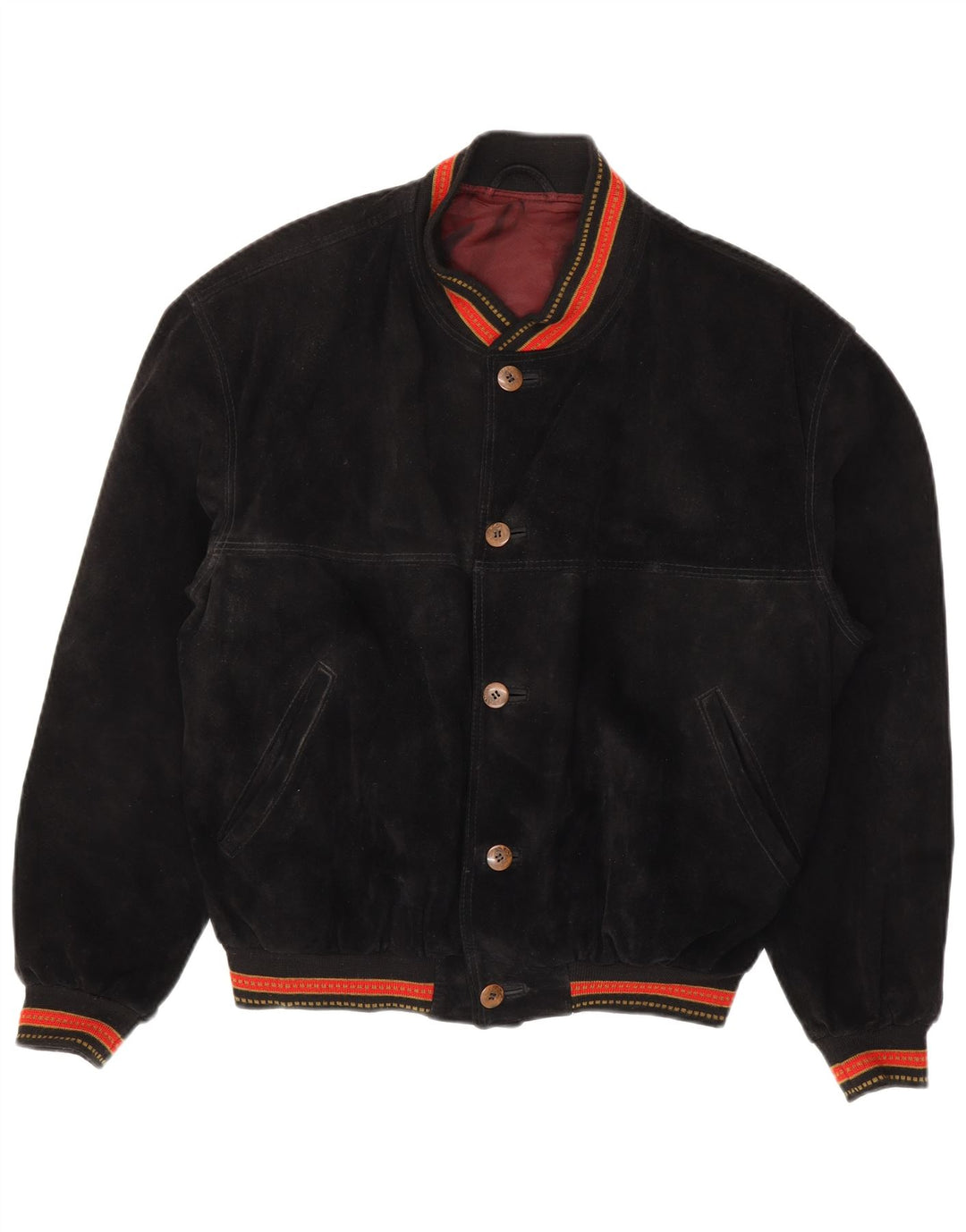 Vintage Ανδρικό Suede Bomber Jacket IT 48 Medium μαύρο ριγέ δέρμα