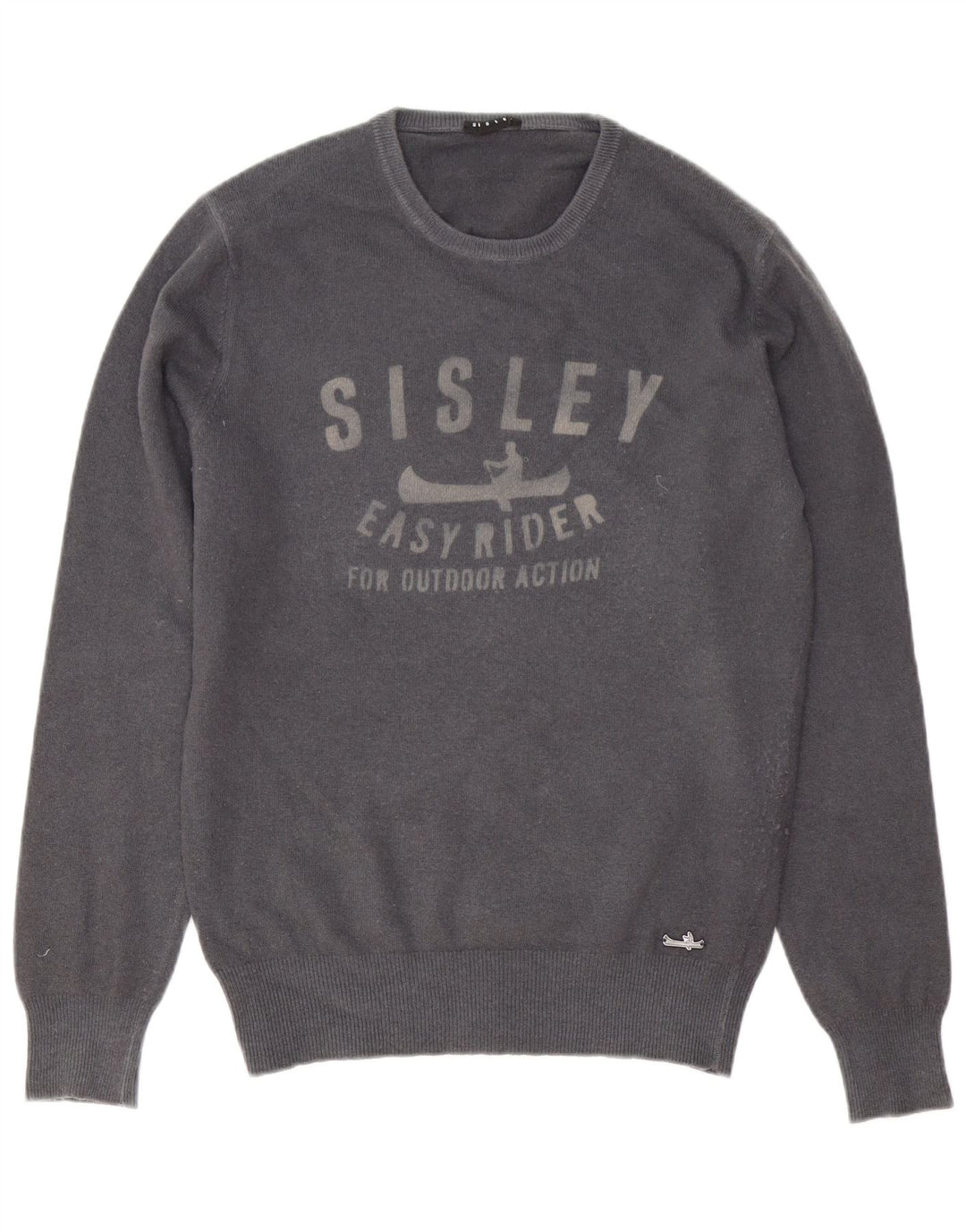 Ανδρικό πουλόβερ Sisley Graphic Crew Neck Jumper Medium Grey