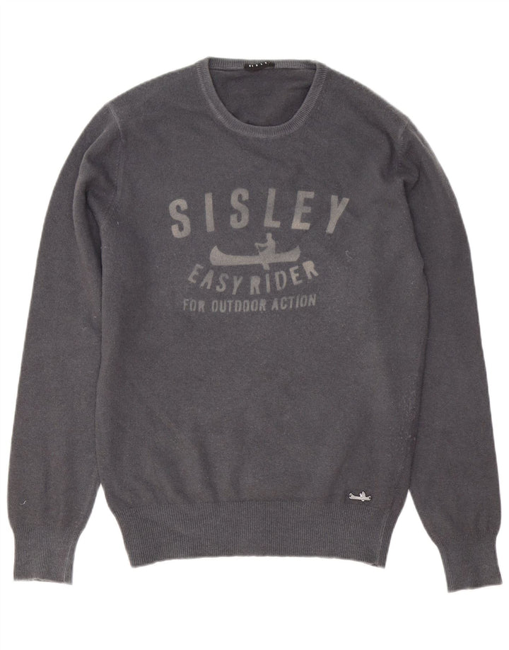 Ανδρικό πουλόβερ Sisley Graphic Crew Neck Jumper Medium Grey
