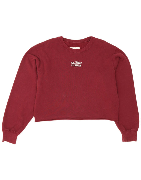 Γυναικεία φούτερ Hollister Crop Jumper UK 6 XS Βαμβακερό μπορντό