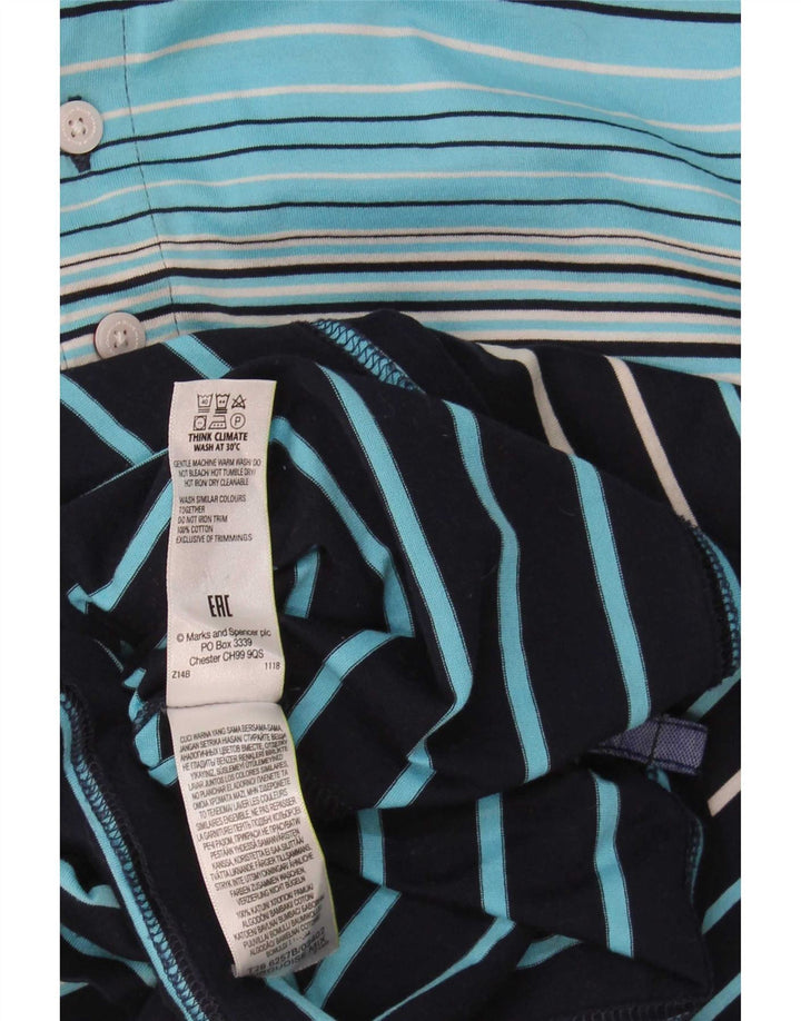 Ανδρικό μπλουζάκι πόλο Marks & Spencer XL Μπλε βαμβακερό ριγέ
