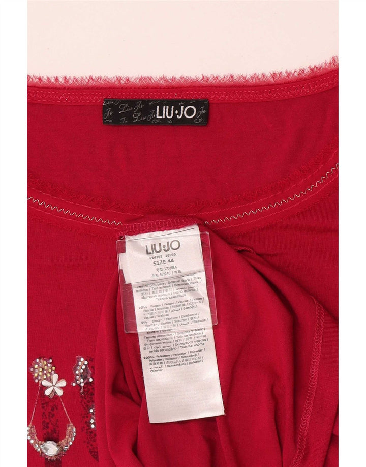 Liu Jo γυναικείο κανονικό γραφικό μακρυμάνικο IT 44 Μεσαίο ροζ βισκόζη