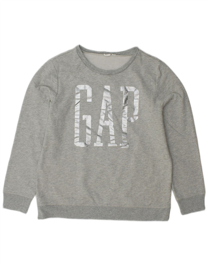 GAP Γυναικείο ψηλό γραφικό φούτερ Jumper UK 14 Μεσαίο γκρι βαμβακερό