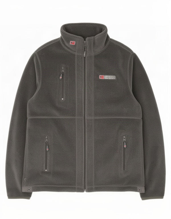 Geographical Norway Mens Fleece Jacket UK 38 Medium Grey Polyester