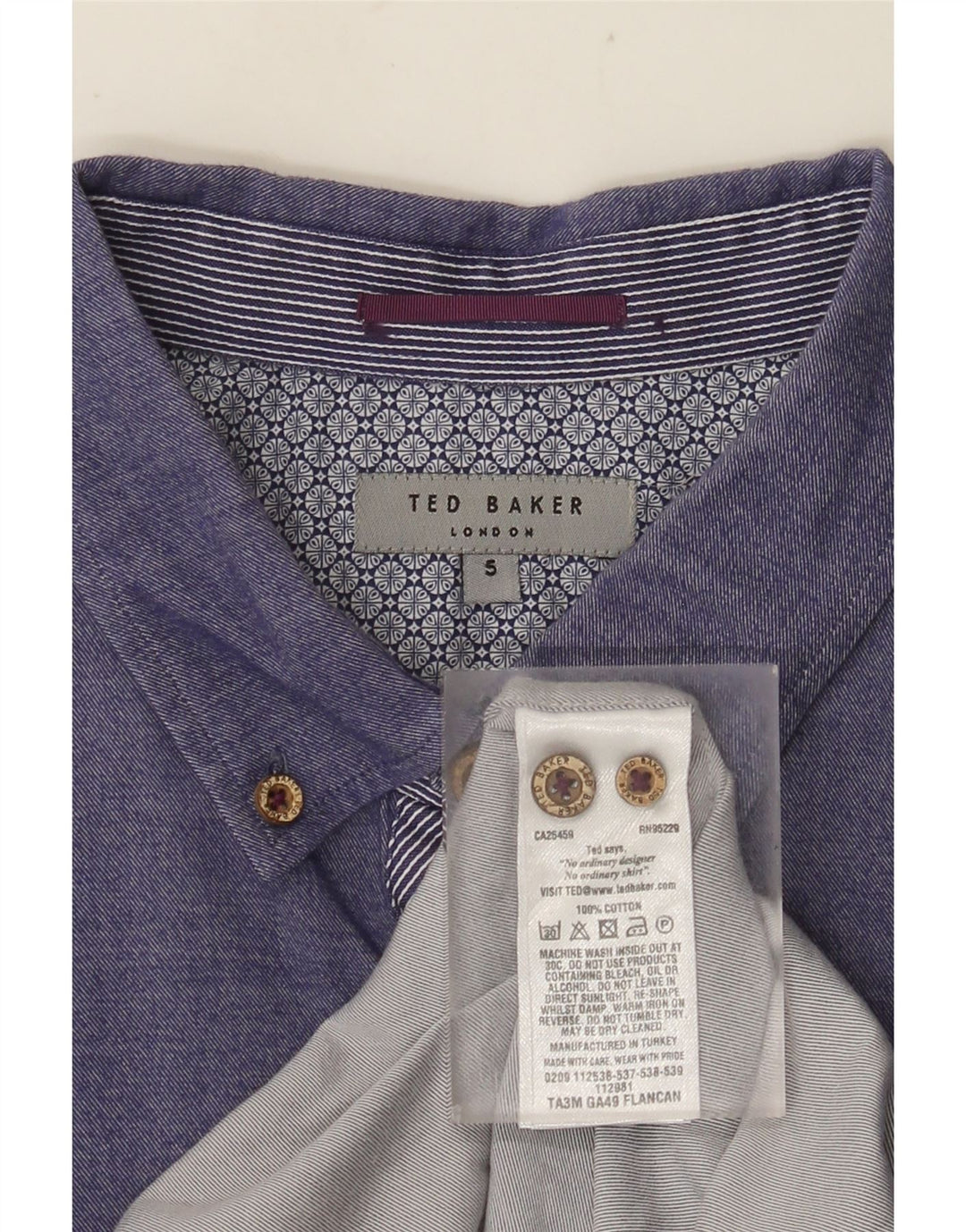 TED BAKER Ανδρικό πουκάμισο μέγεθος 5 XL Μωβ βαμβακερό