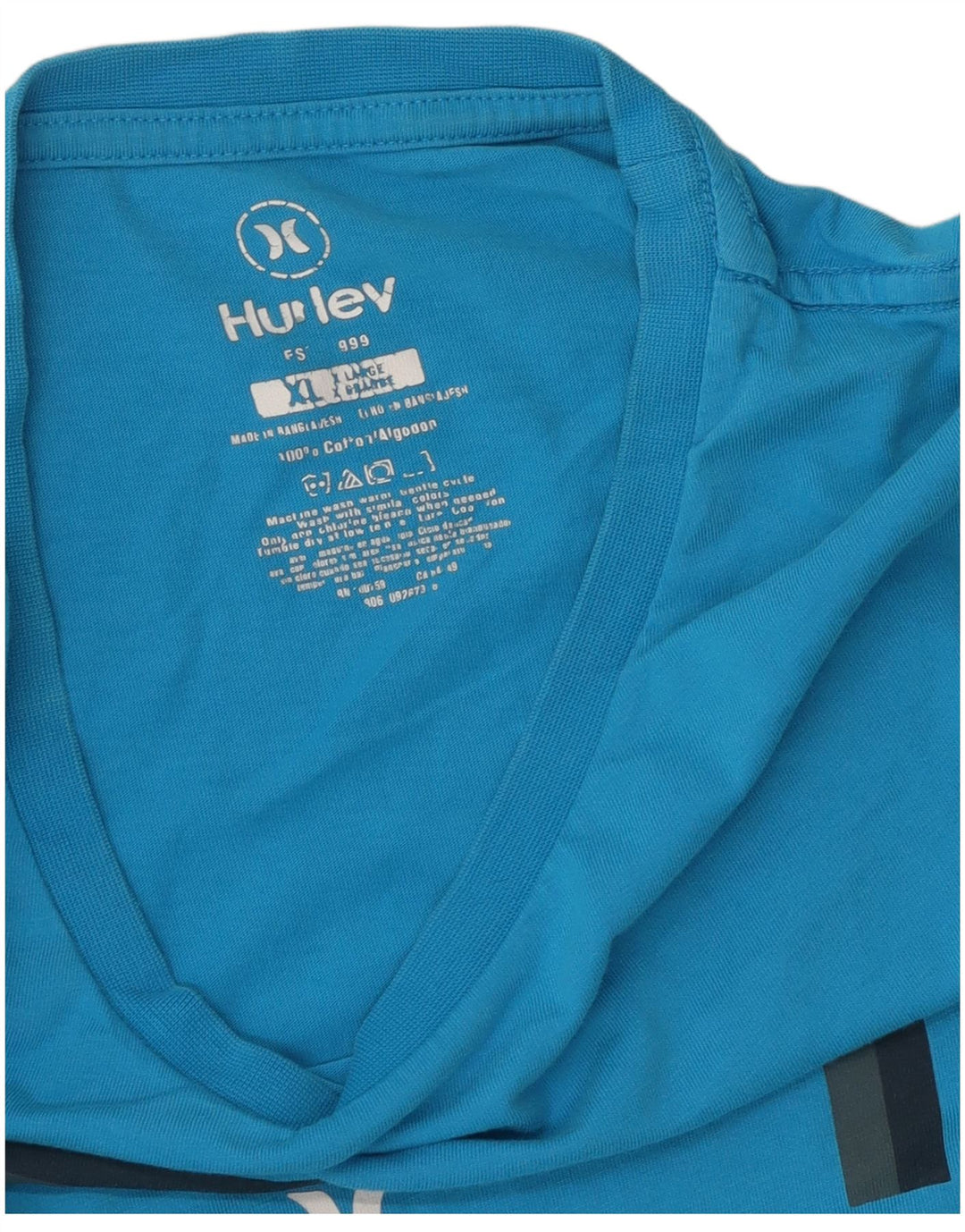 Ανδρικό γραφικό T-Shirt Hurley Top XL Blue Cotton