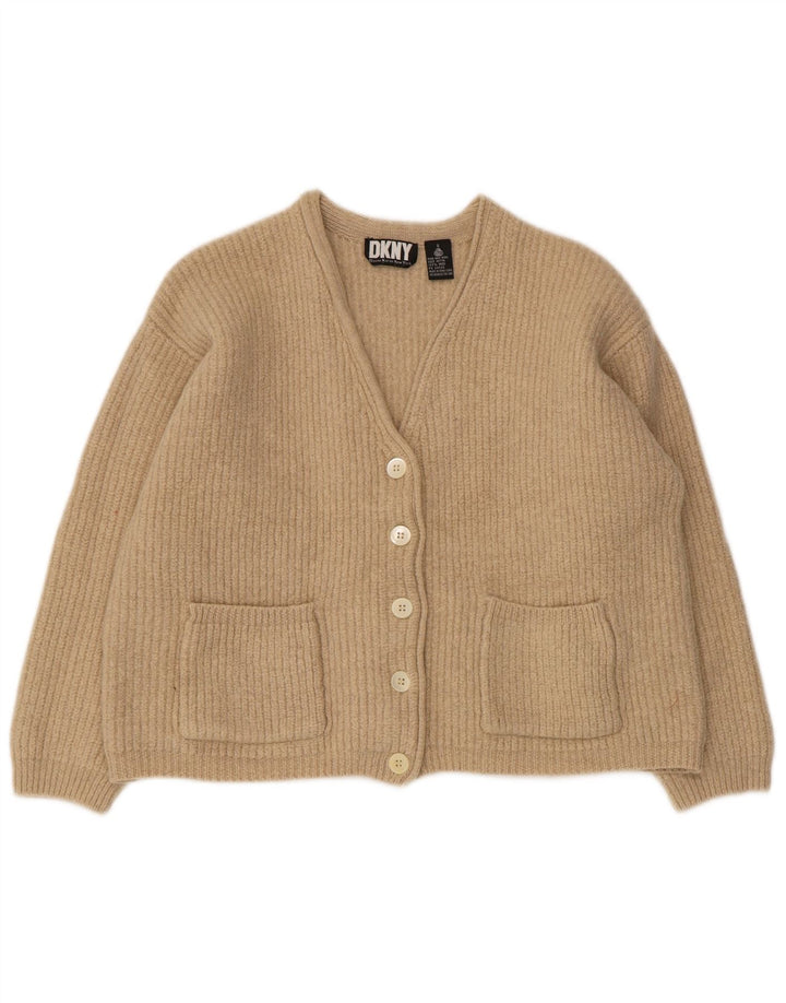 Dkny Γυναικείο πουλόβερ ζακέτα υπερμεγέθη UK 10 Small Beige Wool