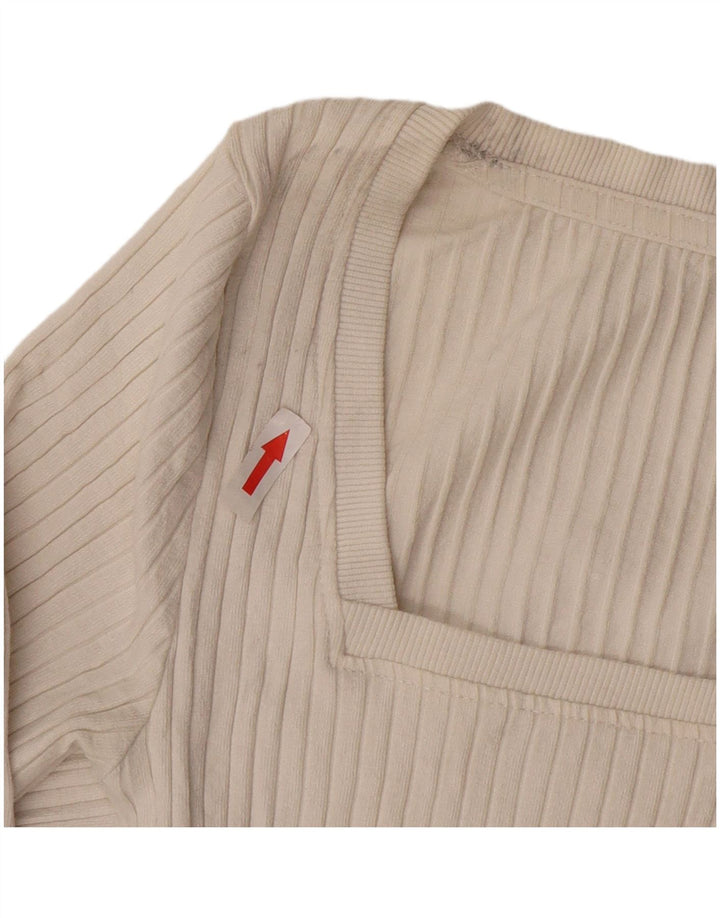 Zara Γυναικείο Crop Top μακρυμάνικο UK 10 Small Beige