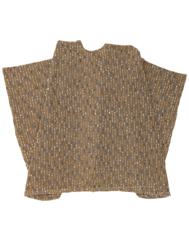 Vintage γυναικείο πουλόβερ Cape Cardigan One Size καφέ ριγέ