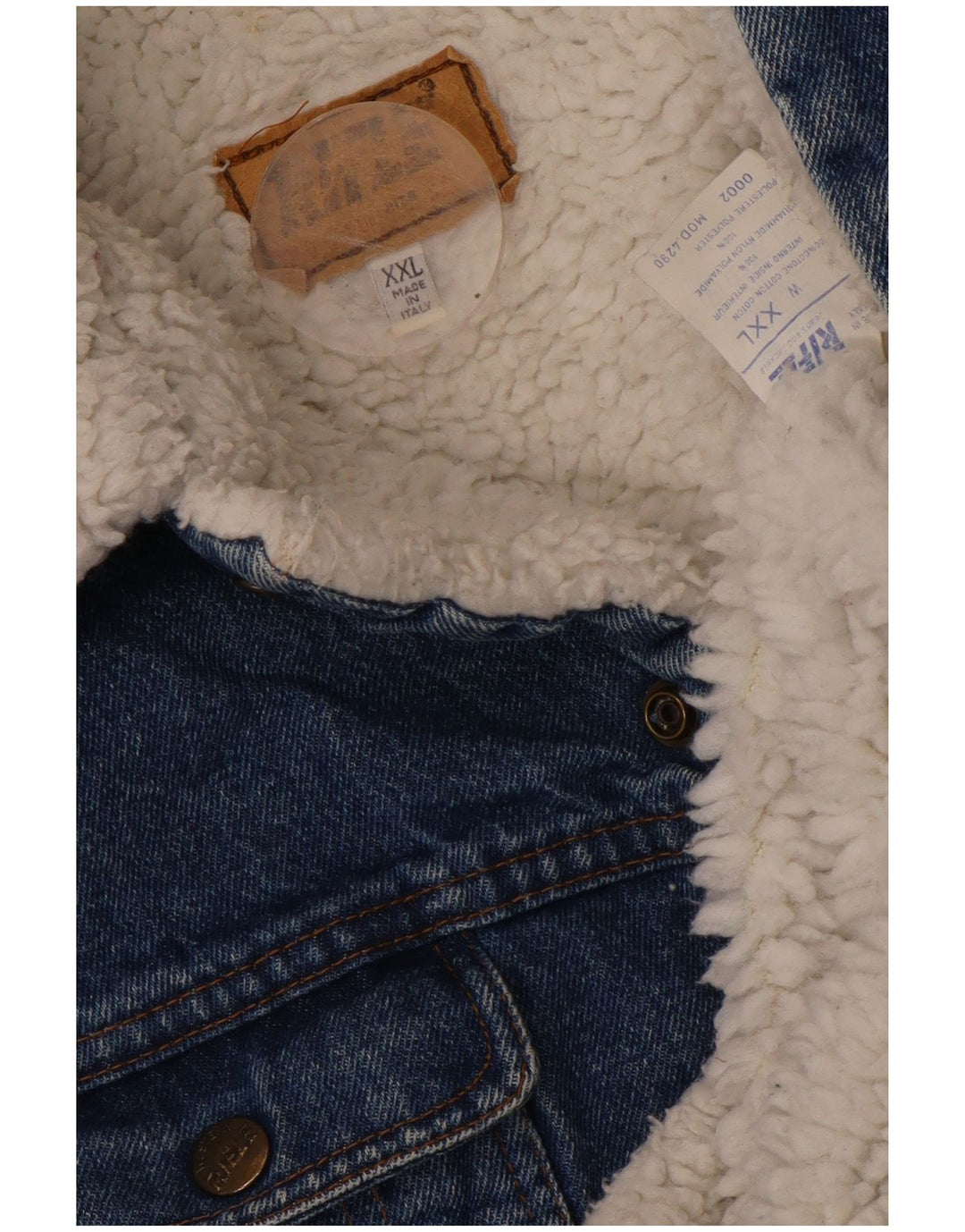 RIFLE Ανδρικό Sherpa Τζιν Μπουφάν UK 44 2XL Μπλε Βαμβακερό