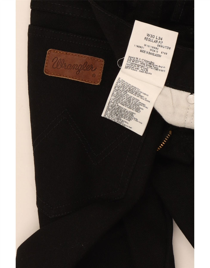 Ανδρικό τζιν Wrangler ίσιο W30 L31 μαύρο βαμβακερό