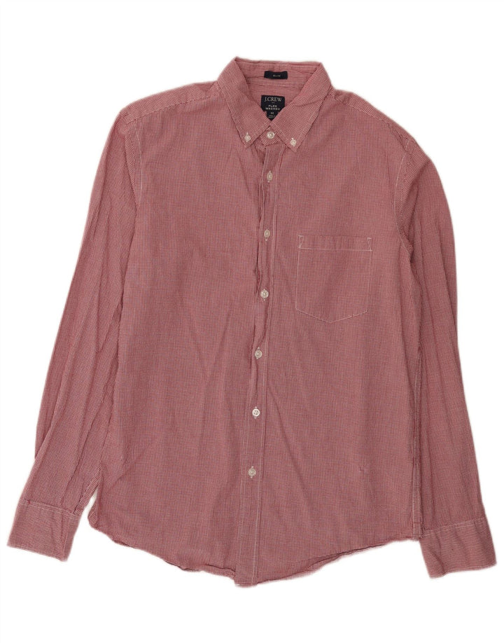Πουκάμισο J. Crew Mens Flex Washed Slim Μεσαίο κόκκινο βαμβακερό Gingham