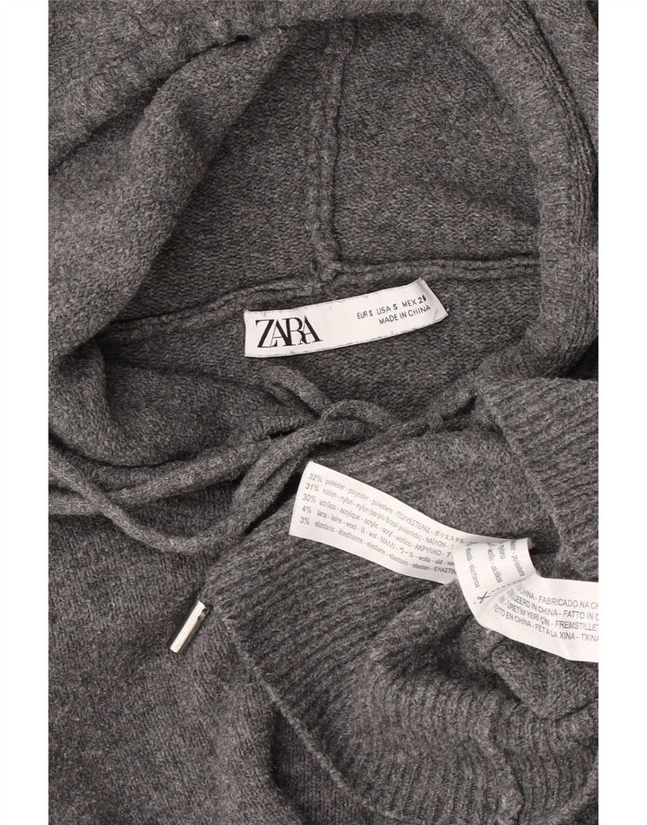 Zara Γυναικείο πουλόβερ με κουκούλα υπερμεγέθη Jumper UK 10 Small Grey Polyester