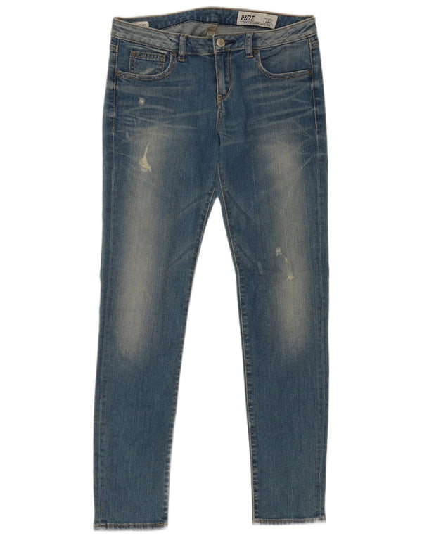 Rifle Womens Distressed Skinny Jeans W29 L28 Blue Cotton